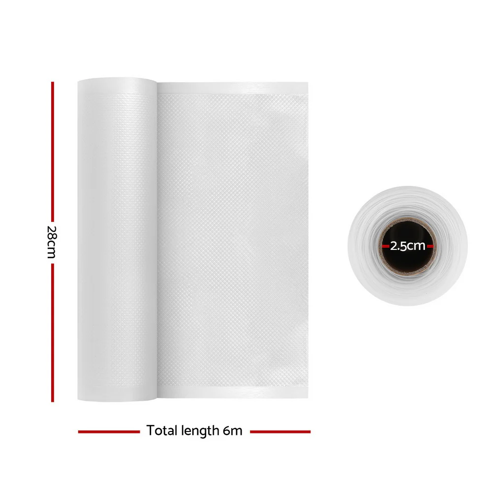 4 Rolls Food Vacuum Sealer Bags Storage Saver Heat Sealing Bag Pack 28CMX6M - Image 2