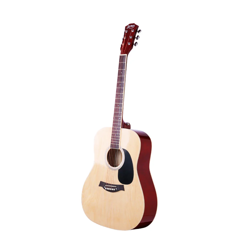 Alpha 41" Acoustic Guitar Wooden Body Steel String Dreadnought Stand Wood - Image 4