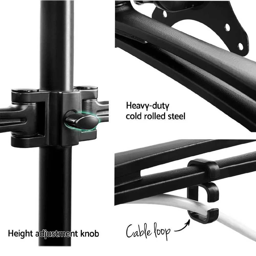 Artiss Monitor Arm Dual Desk Mount Screen Holder Bracket - Image 6
