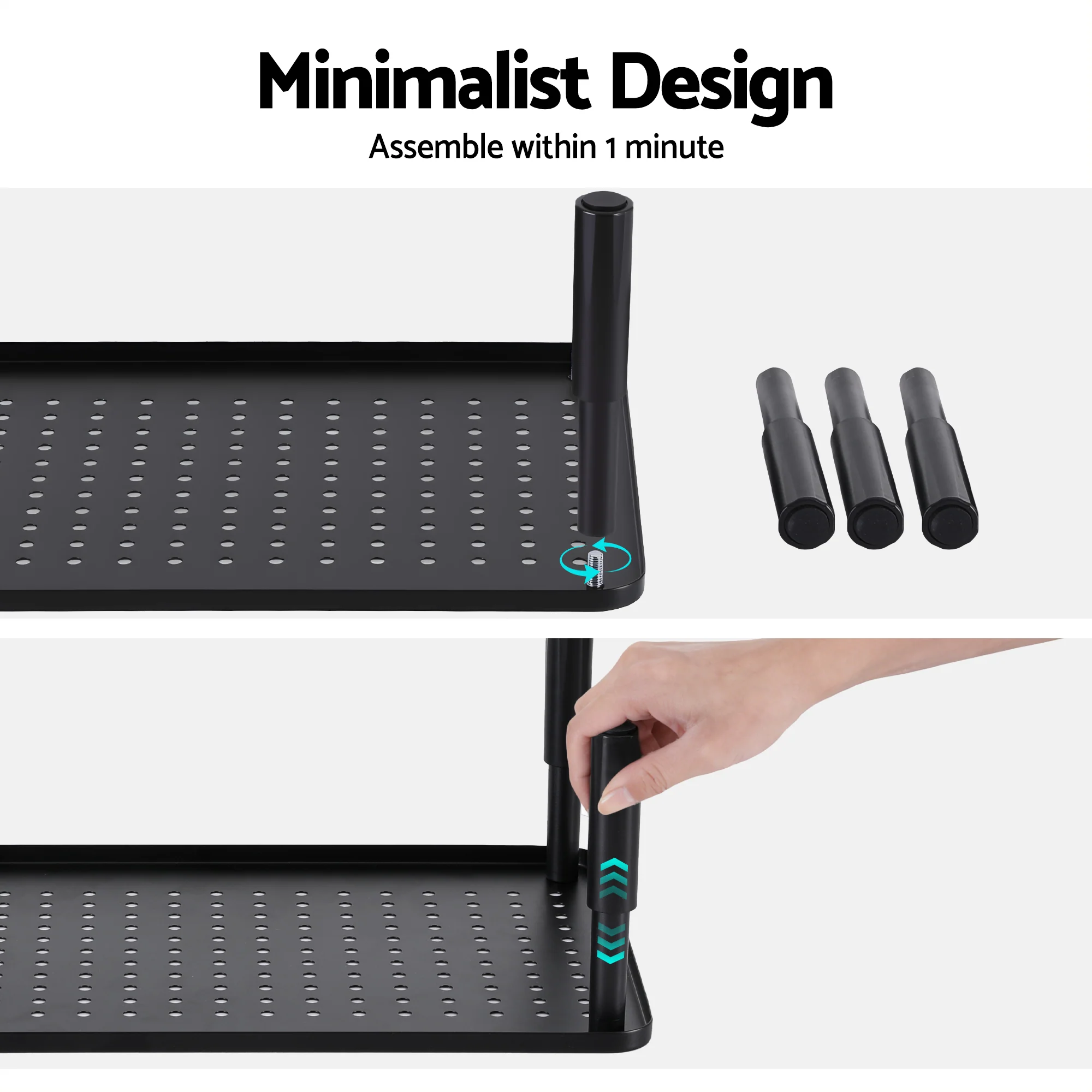 Artiss Monitor Stand Adjustable Riser For Computer Monitor And Laptop 3 Height Desk Organizer Black - Image 6