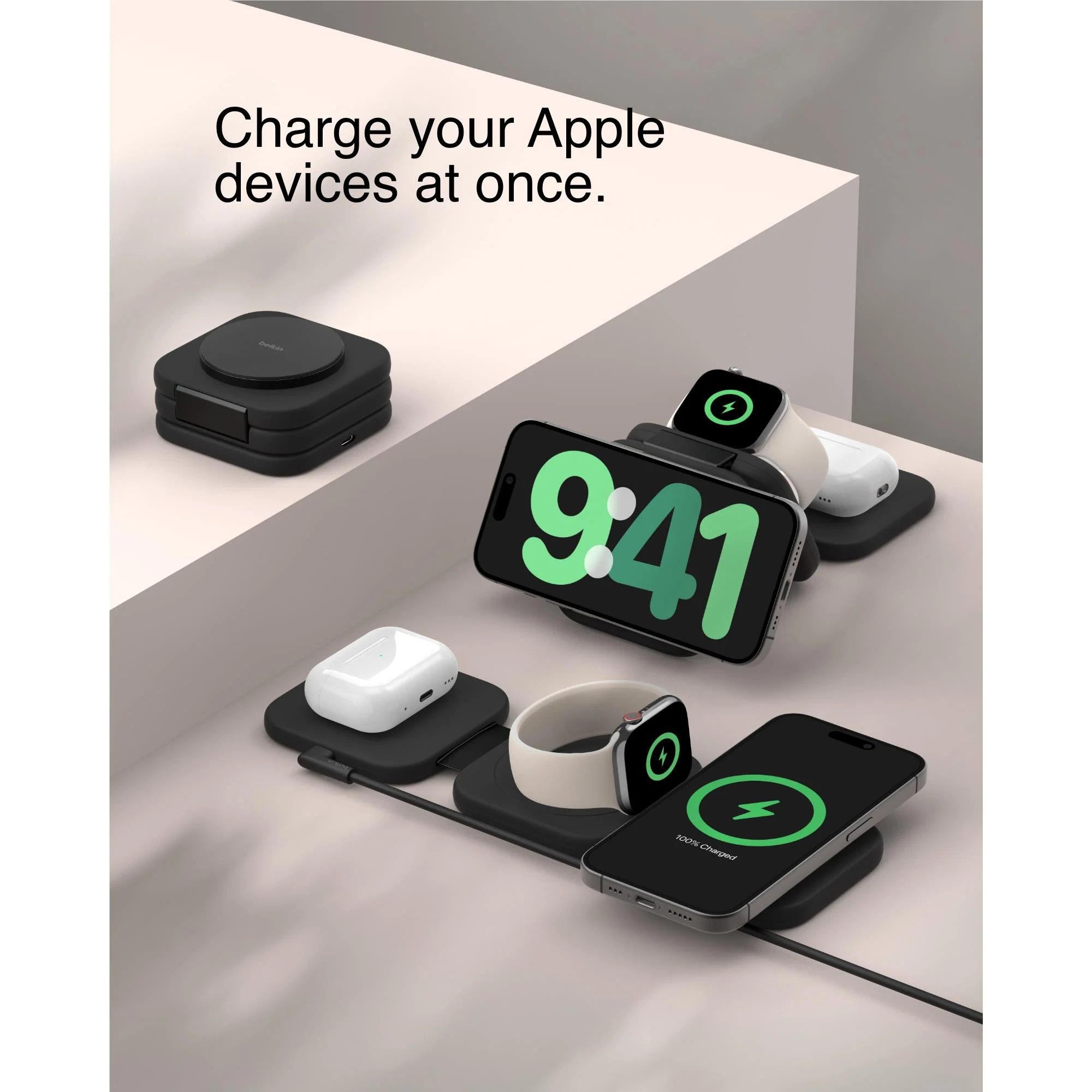 Belkin BoostCharge Pro 3-in-1 Magnetic Qi2 15W Charging Travel Pad - Image 2