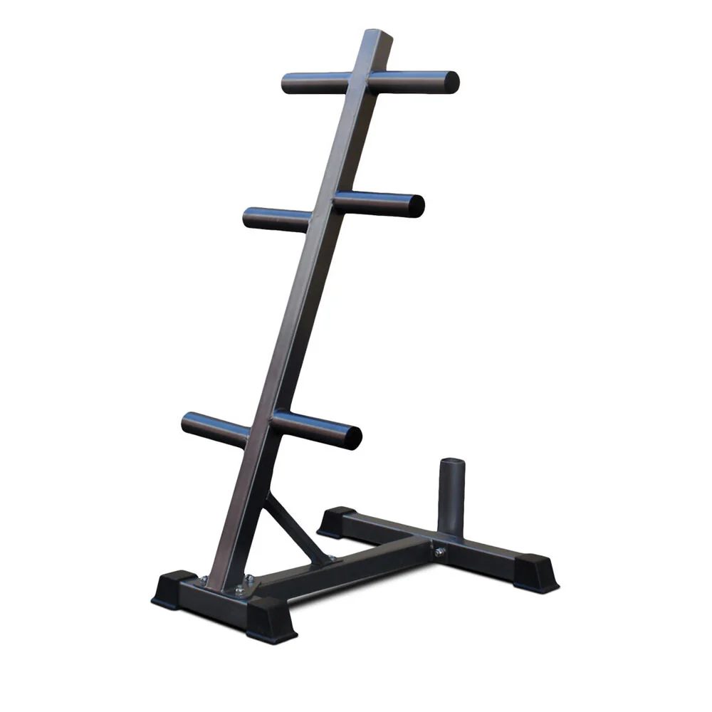 Bodyworx Olympic Weight Plate Tree Rack with Bar Holder Home Gym Storage 73x113cm