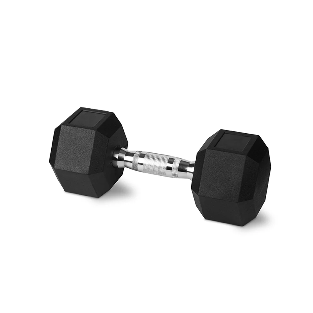 Bodyworx Rubber Hex Dumbbell 15kg Chromed Grip Home Gym Workout