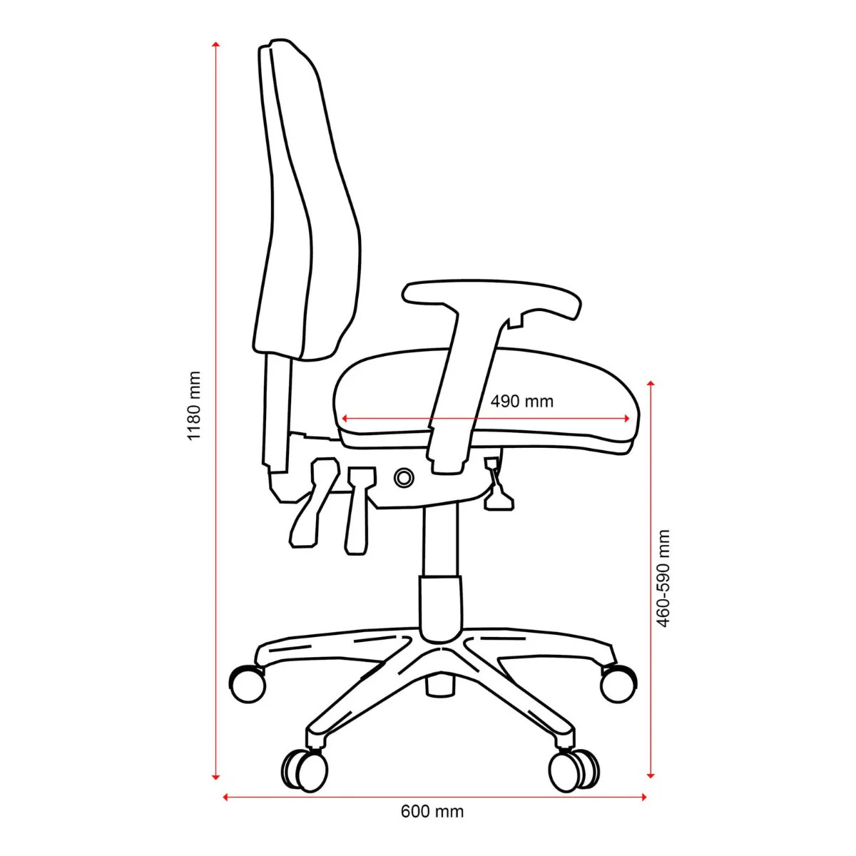 Buro Roma 3 Lever High Back With Seat Slide Without Arms Safetex Olive - Image 8