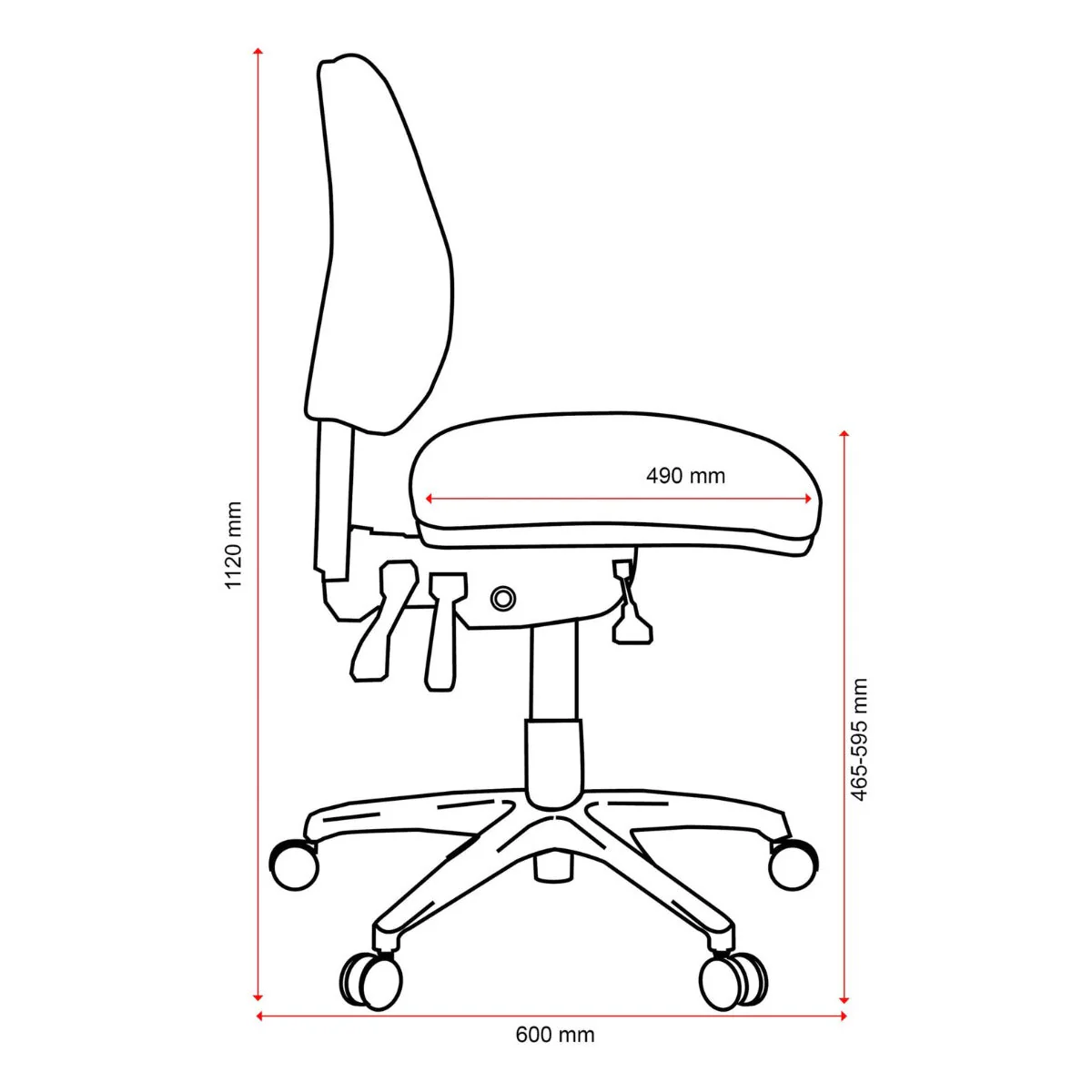 Buro Roma 3 Lever Mid Back With Seat Slide Without Arms Safetex Cobalt - Image 6