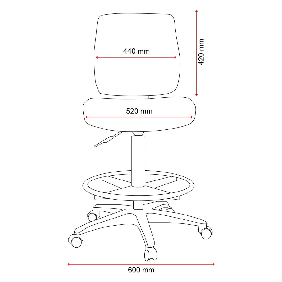 Buro Roma Drafting Chair 1 Lever Mid Back Black - Image 6