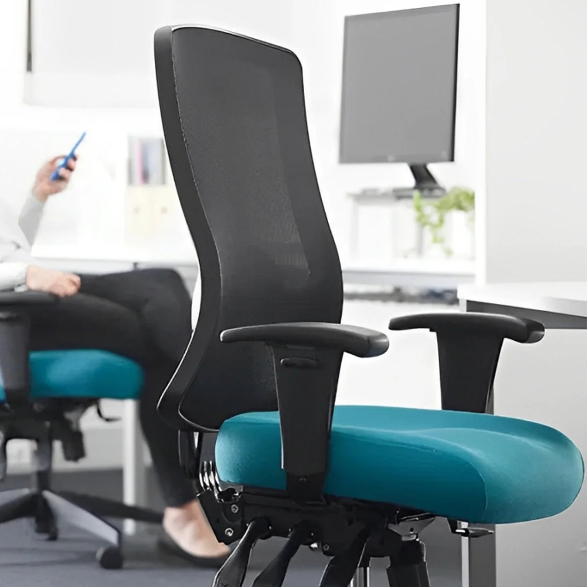 Buro Tidal Mesh High Back Chair Without Arms Teal - Image 5
