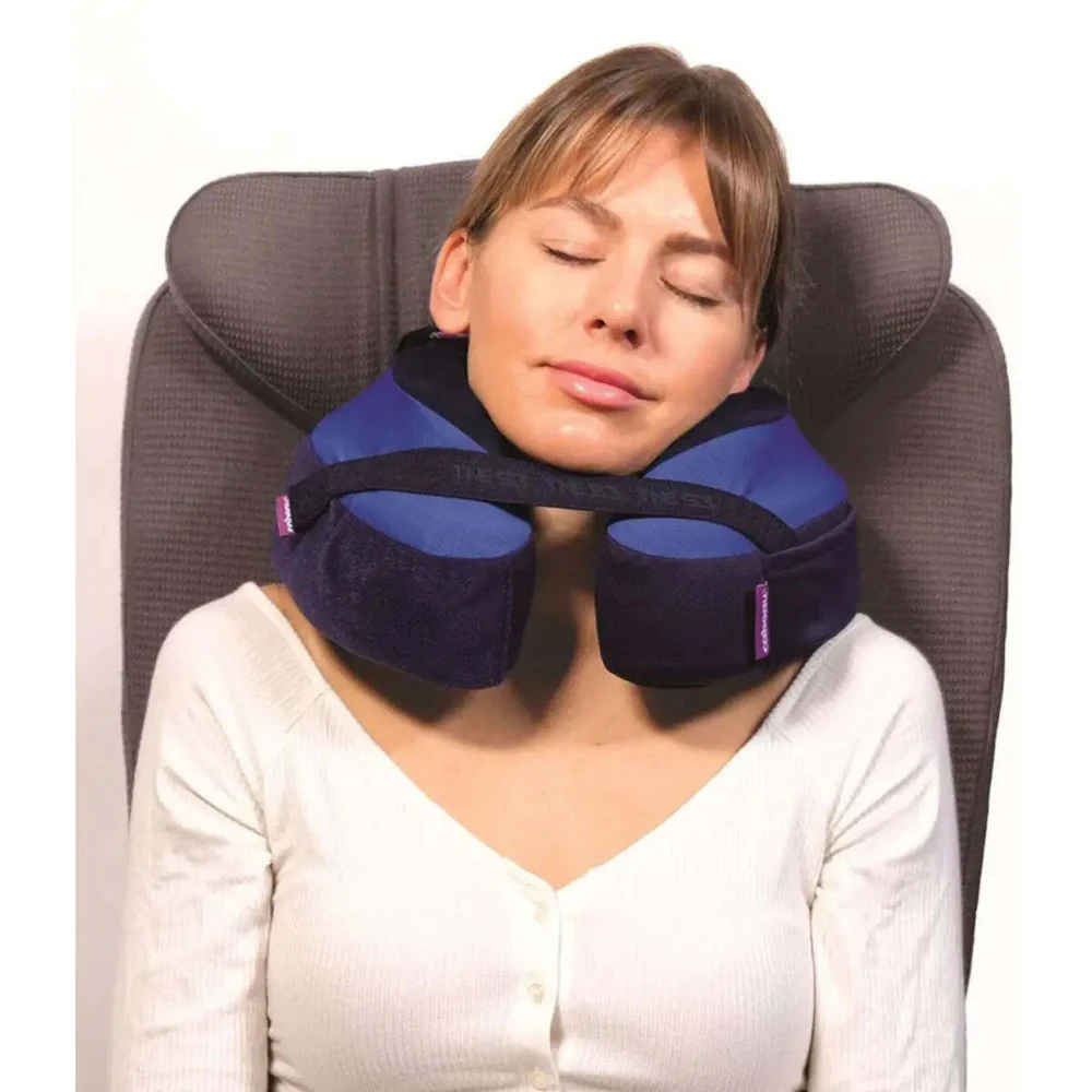 Cabeau The Neck''s Evolution S3 Memory Foam Neck Travel Pillow with Chin and Se (Blue) - Image 3