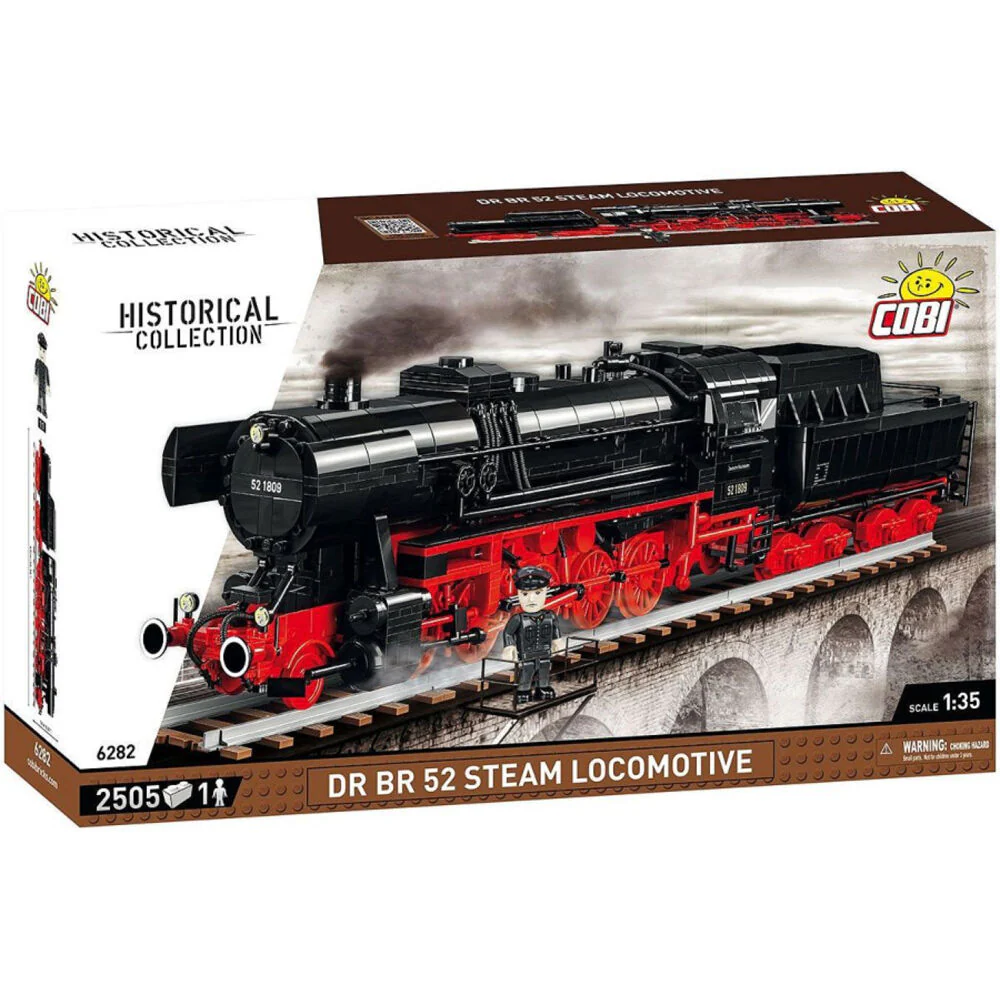 Cobi 2505-Pieces Trains DR BR 52 Steam Locomotive 1:35 Scale Building Kit 10y+ Toy - Image 2