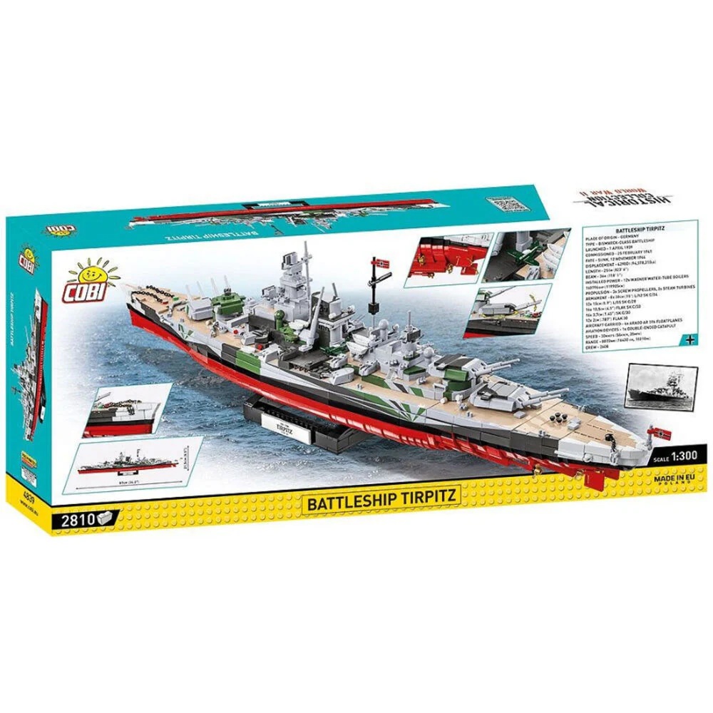 Cobi 2880-Pieces World War 2 Battleship Tirpitz 1:30 Scale Model Building Kit 10y+ - Image 3