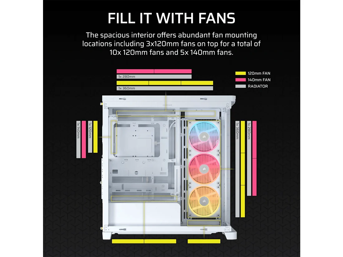 Corsair FRAME 4500X LX-R RGB iCUE LINK Panoramic Glass ATX Mid-Tower Case - White - Image 7