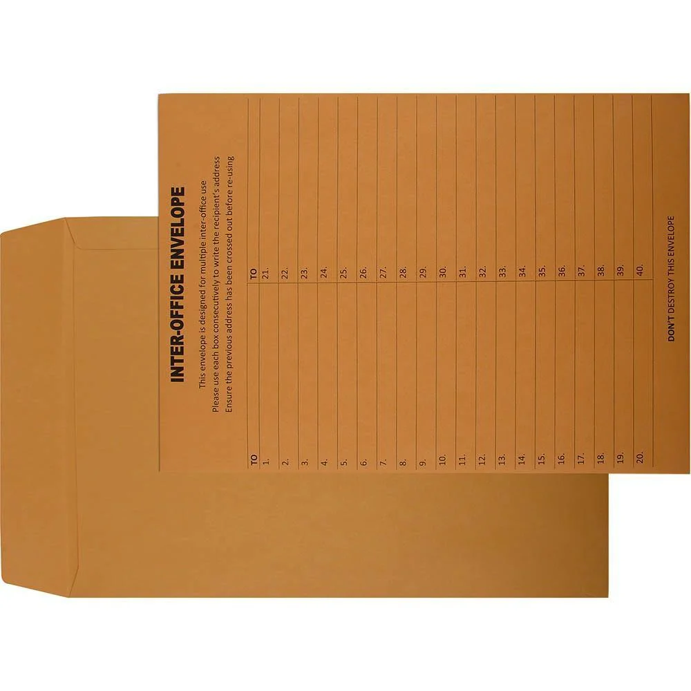Cumberland Envelopes Interoffice Ungummed Pocket 100GSM 324x229mm Gold Box 250 - Image 2