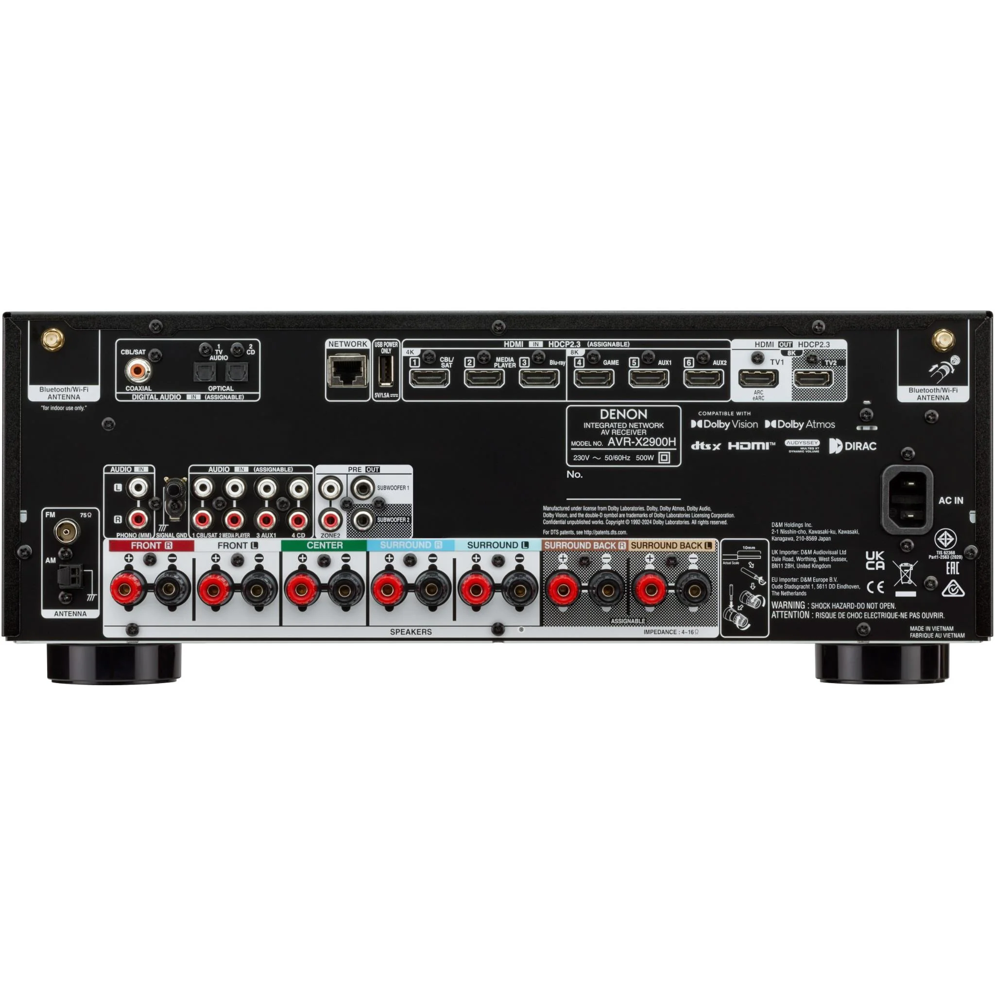 Denon AVR-X2900H 7.2CH 4K/8K Dolby Atmos AV Receiver Powered by HEOS™ - Image 4