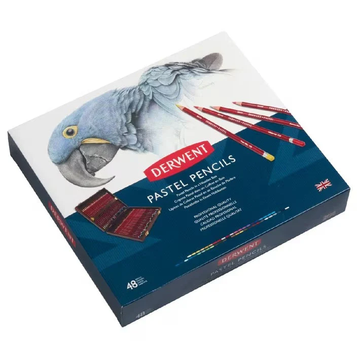Derwent 48 Pastel Coloured Pencils Wooden Box Set Artists - Image 4