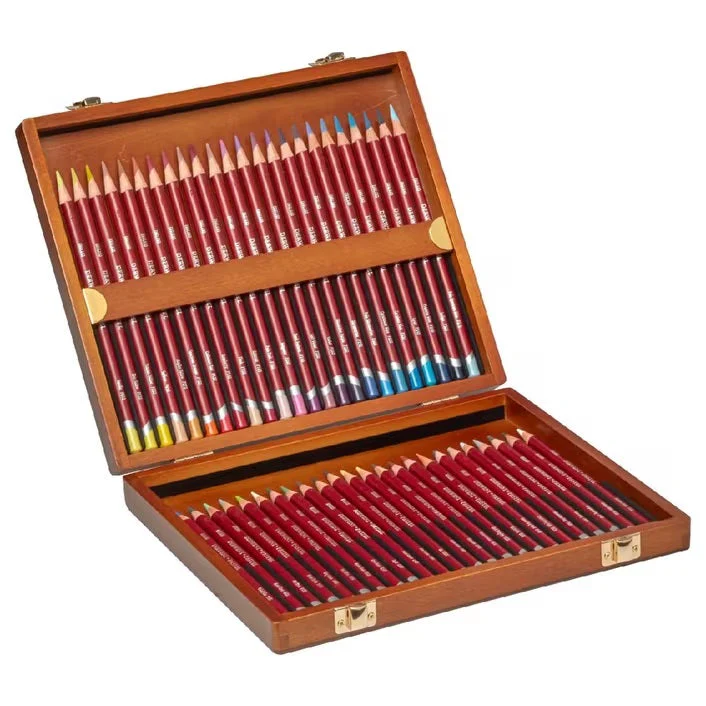 Derwent 48 Pastel Coloured Pencils Wooden Box Set Artists - Image 5