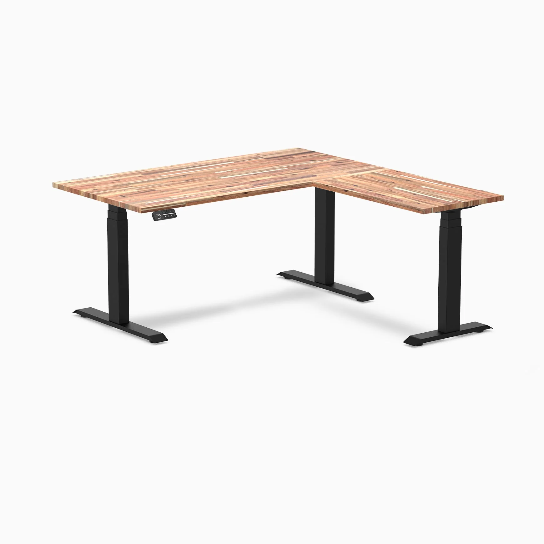 Desky Bamboo L-Shape Sit Stand Desk 150x155cm (Acacia Top/Matte Black Leg) - Image 2