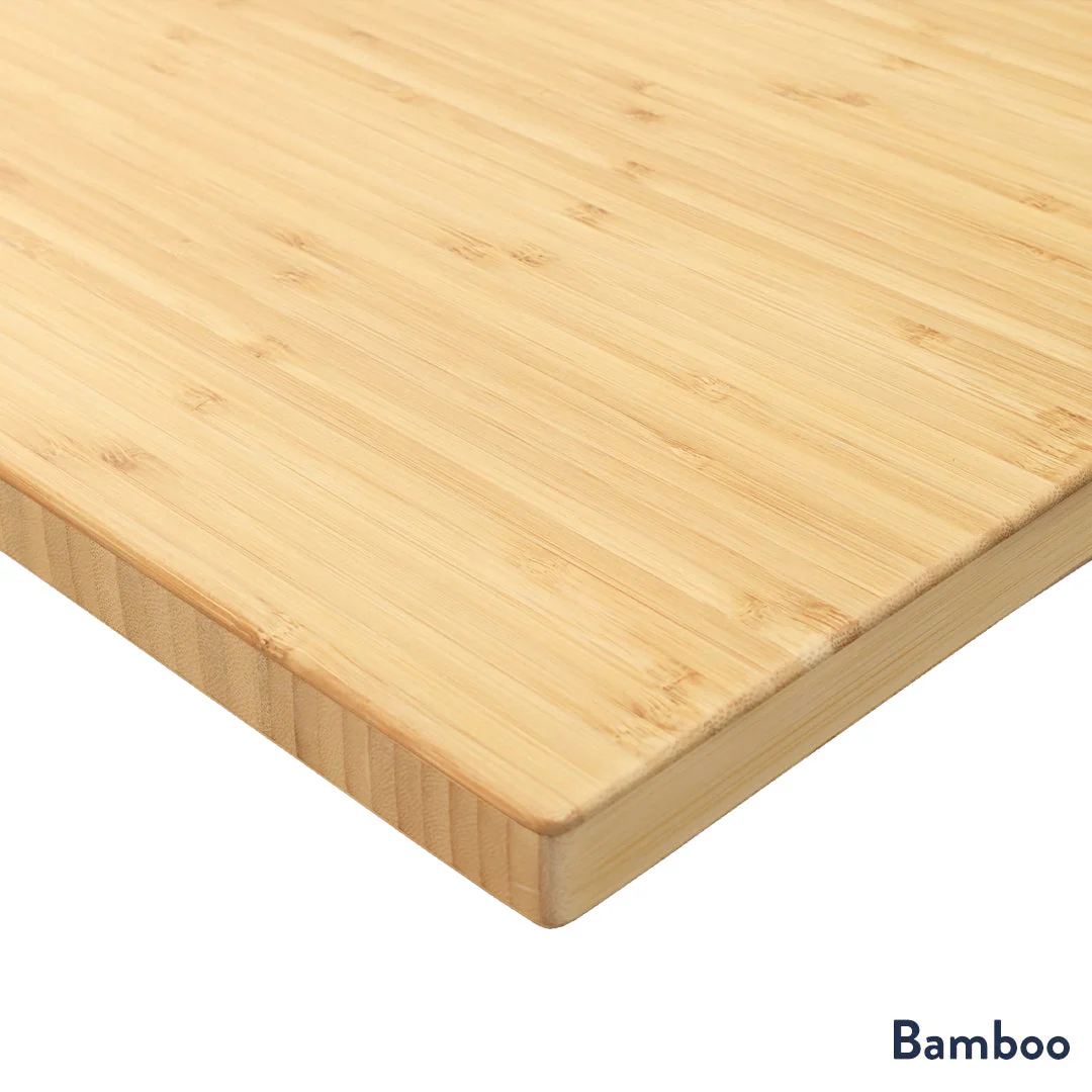 Desky Bamboo L-Shape Sit Stand Desk 180 x 175 cm Bamboo Top and Matte Black Leg - Image 2