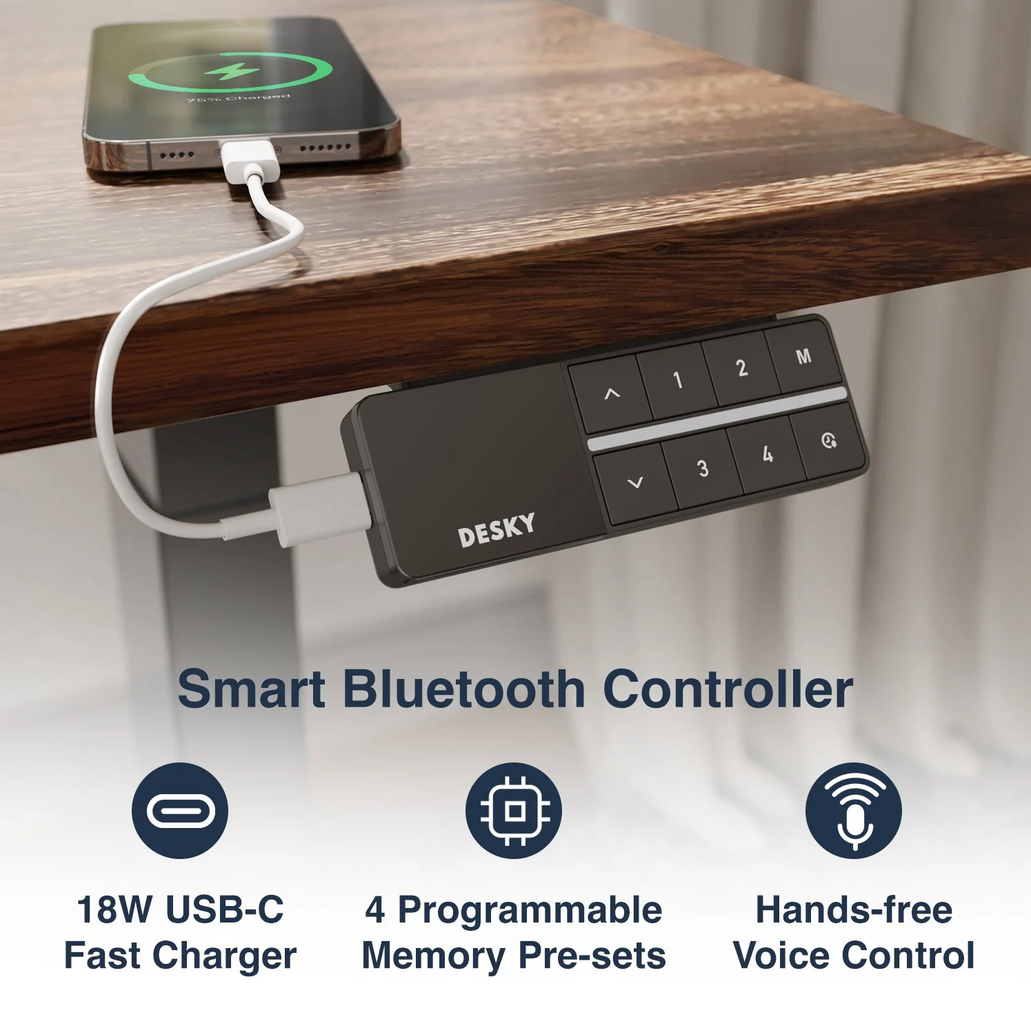 Desky Dual Hardwood Sit Stand Desk 120cm Walnut Desktop and Matte Black Frame - Image 4