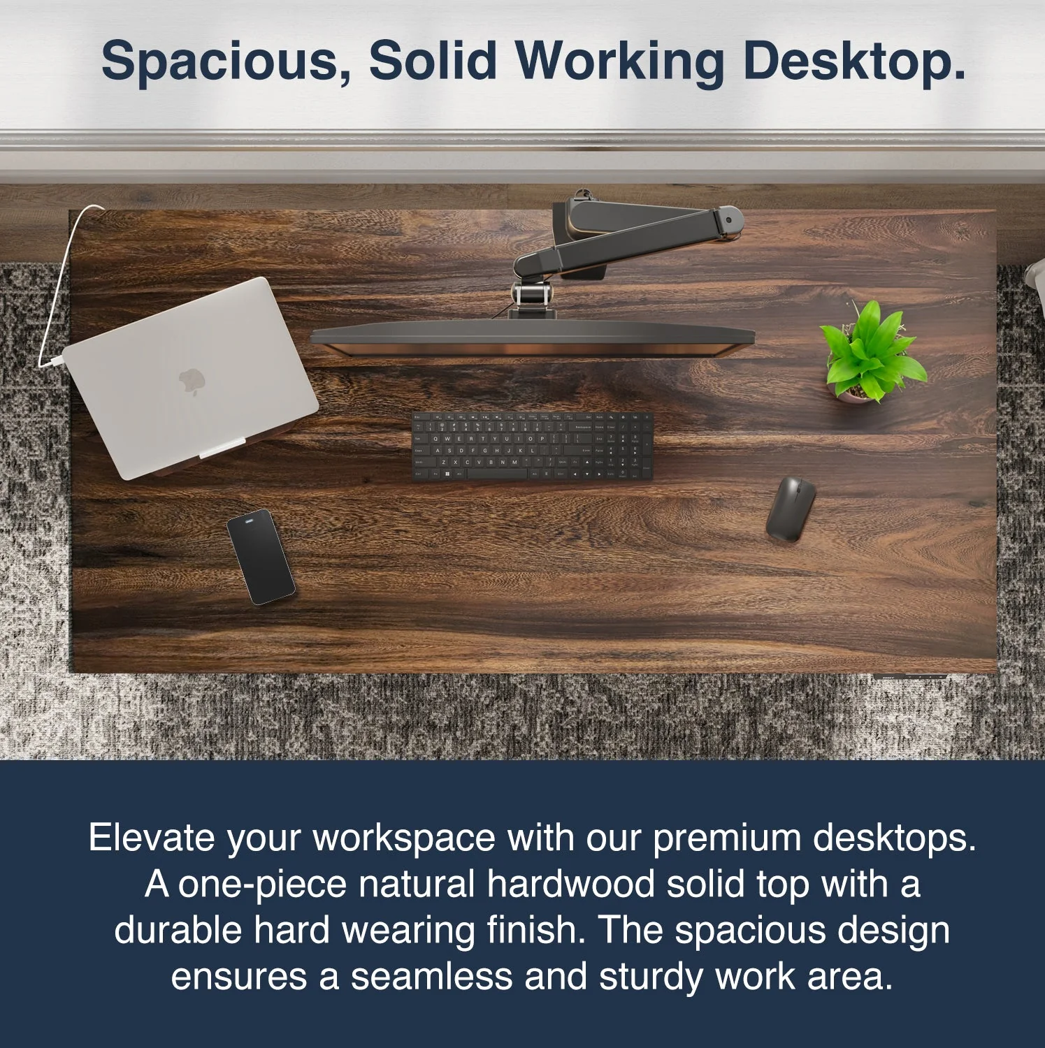 Desky Dual Hardwood Sit Stand Desk 180cm Walnut Desktop and White Frame - Image 6