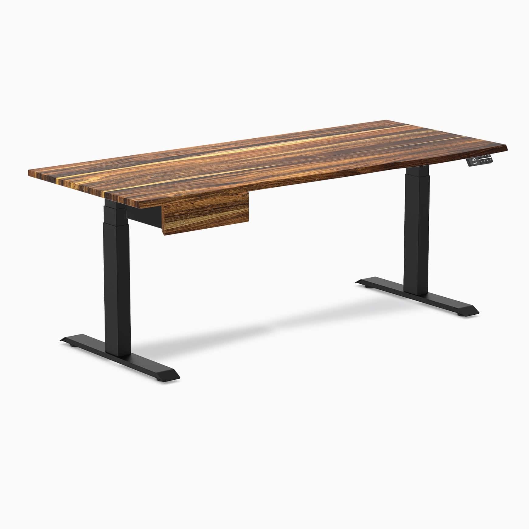 Desky Dual Hardwood Standing Desk With Drawer 150cm Maple Desktop and Grey Frame - Image 10