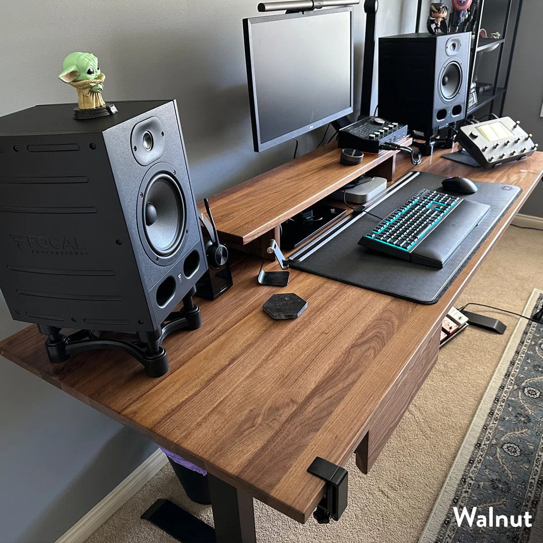 Desky Dual Hardwood Standing Desk With Drawer 150cm Maple Desktop and Grey Frame - Image 2