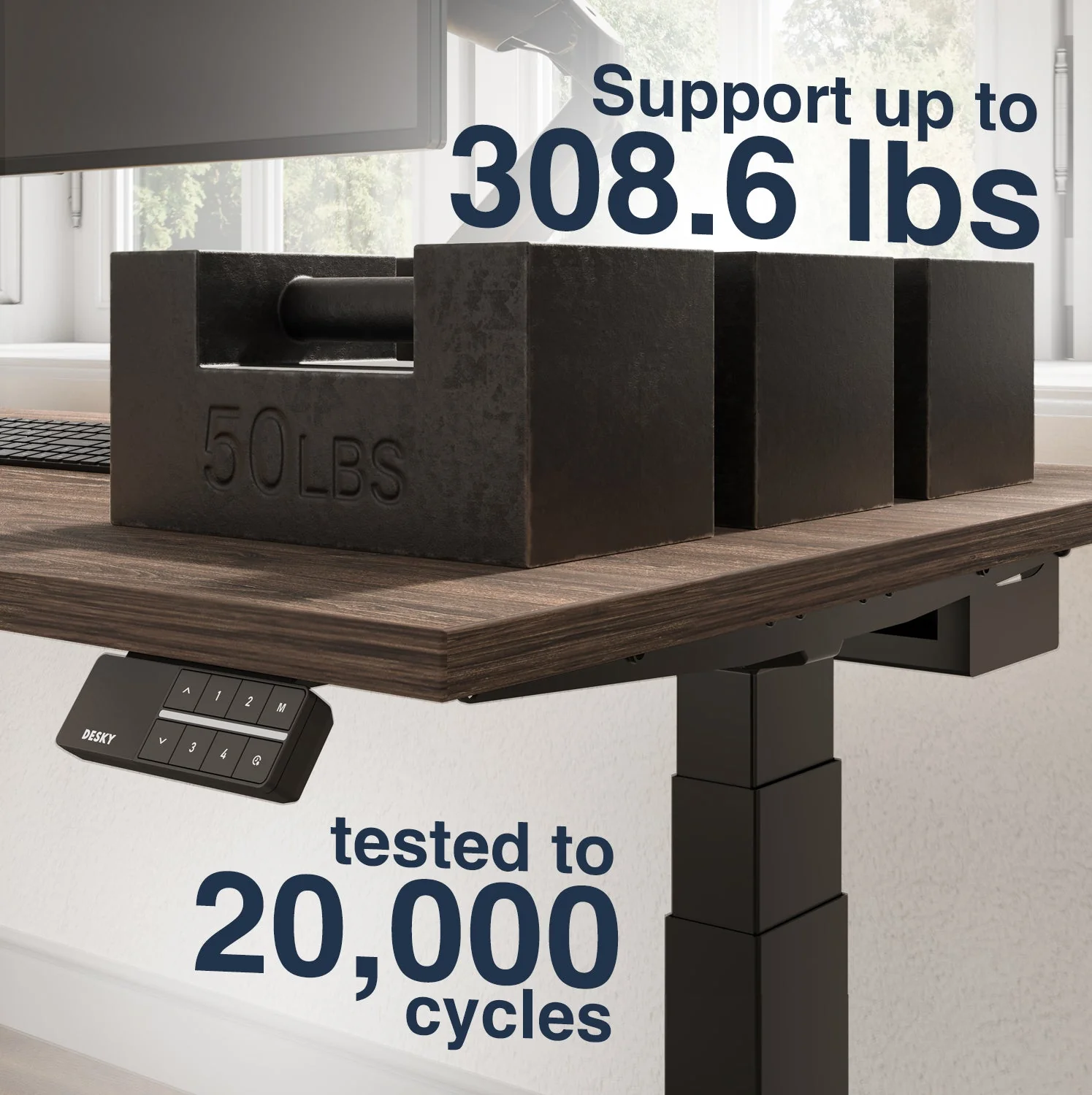 Desky Dual Melamine Sit Stand Desk 150cm Jarrah Legno Desktop and Matte Black Frame - Image 4