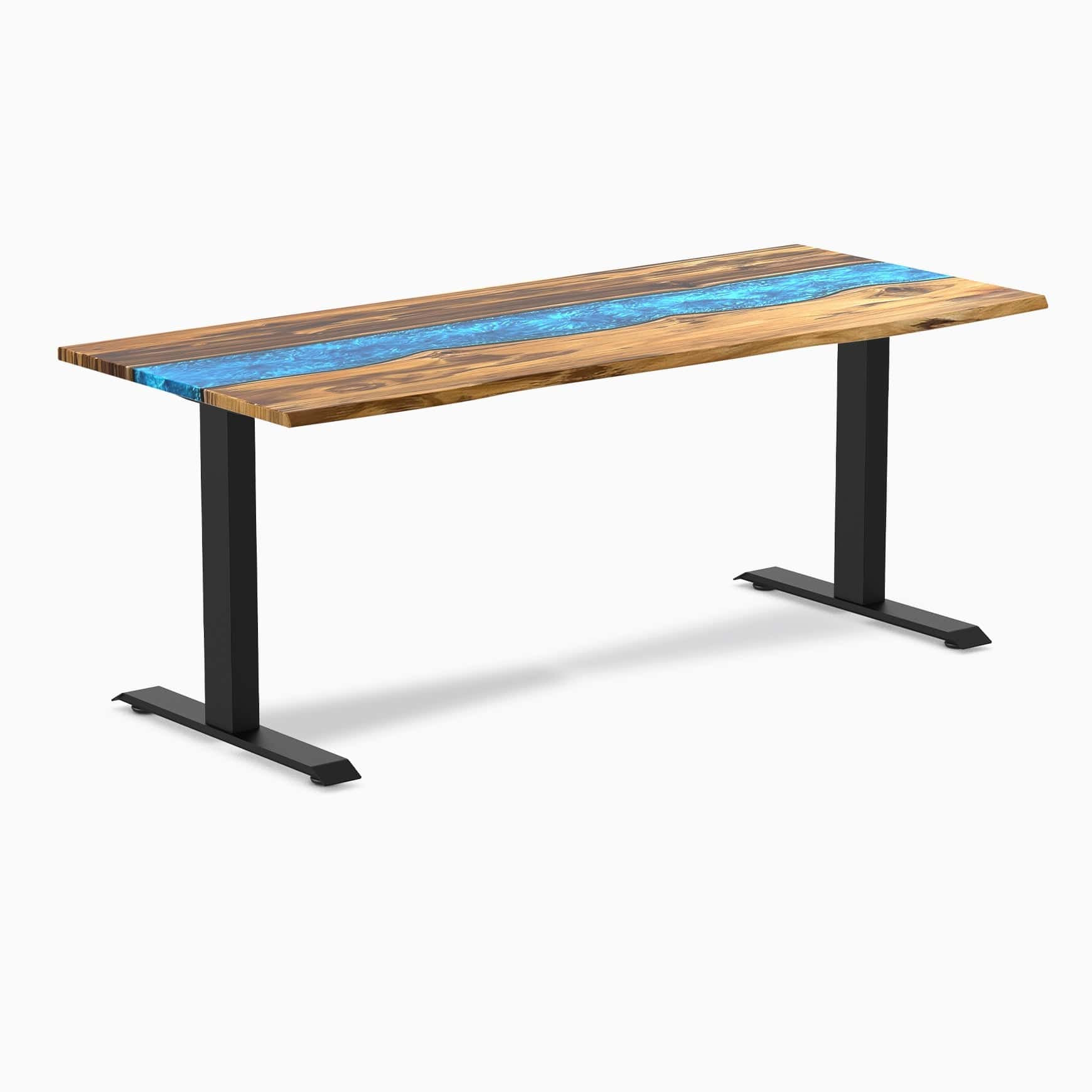 Desky Dual Resin Hardwood Sit Stand Desk 200cm Natural Walnut Emerald River Desktop and White Frame - Image 10