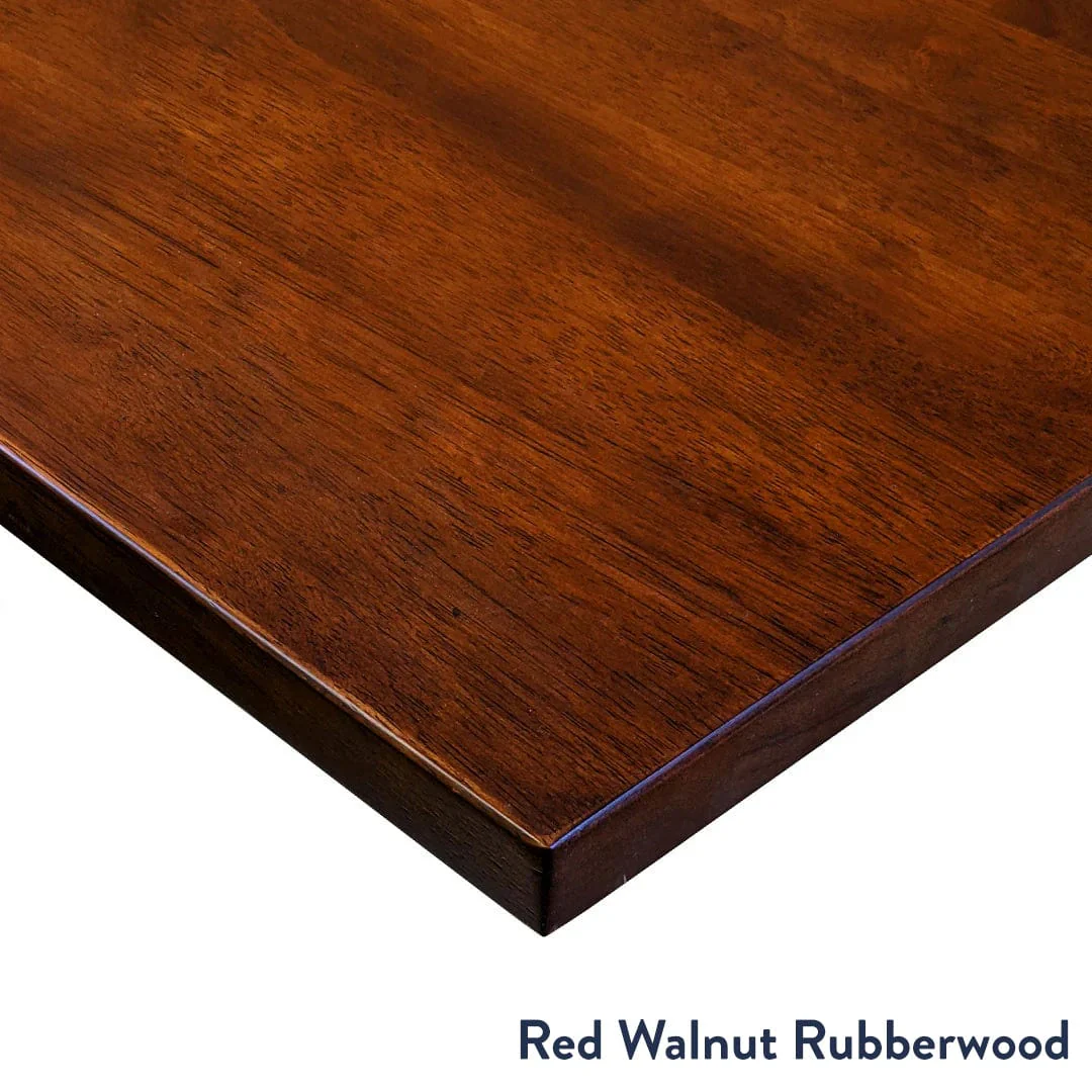 Desky Dual Rubberwood Sit Stand Desk 150cm Red Walnut Desktop and White Frame - Image 2