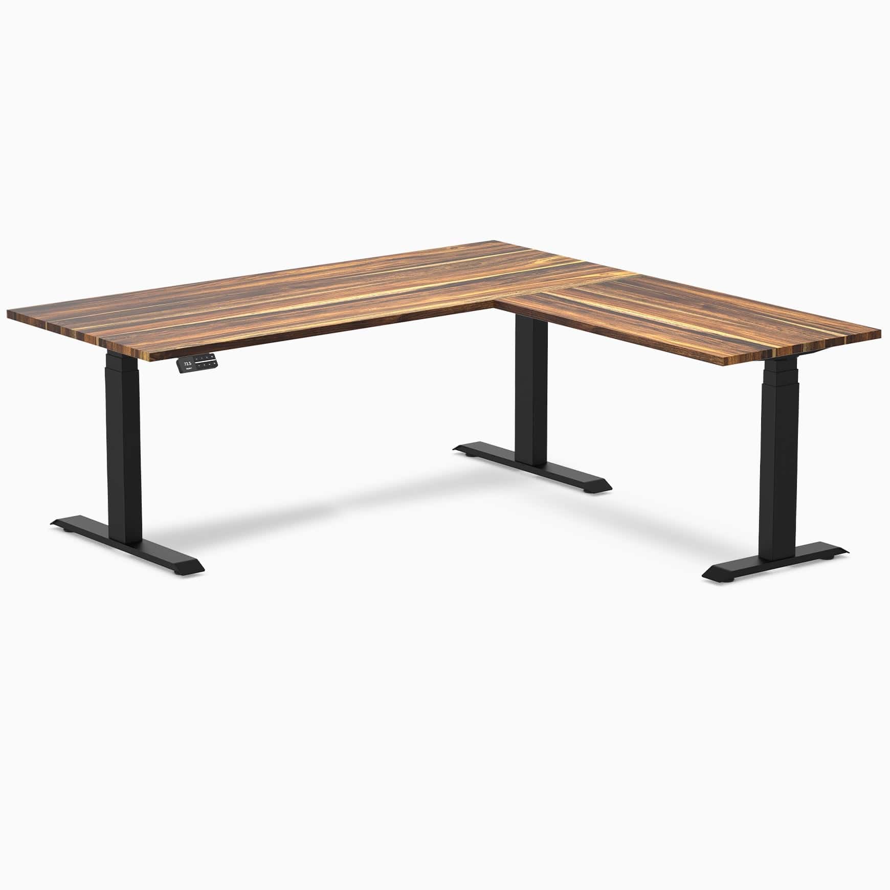Desky Hardwood L-Shape Sit Stand Desk 150 x 155 cm Maple / Space Grey Top and Space Grey Leg - Image 10
