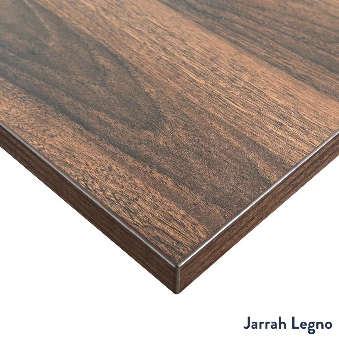 Desky L-Shape Melamine Sit Stand Desk 200cm - Right Return Jarrah Legno Top and Matte Black Leg - Image 2
