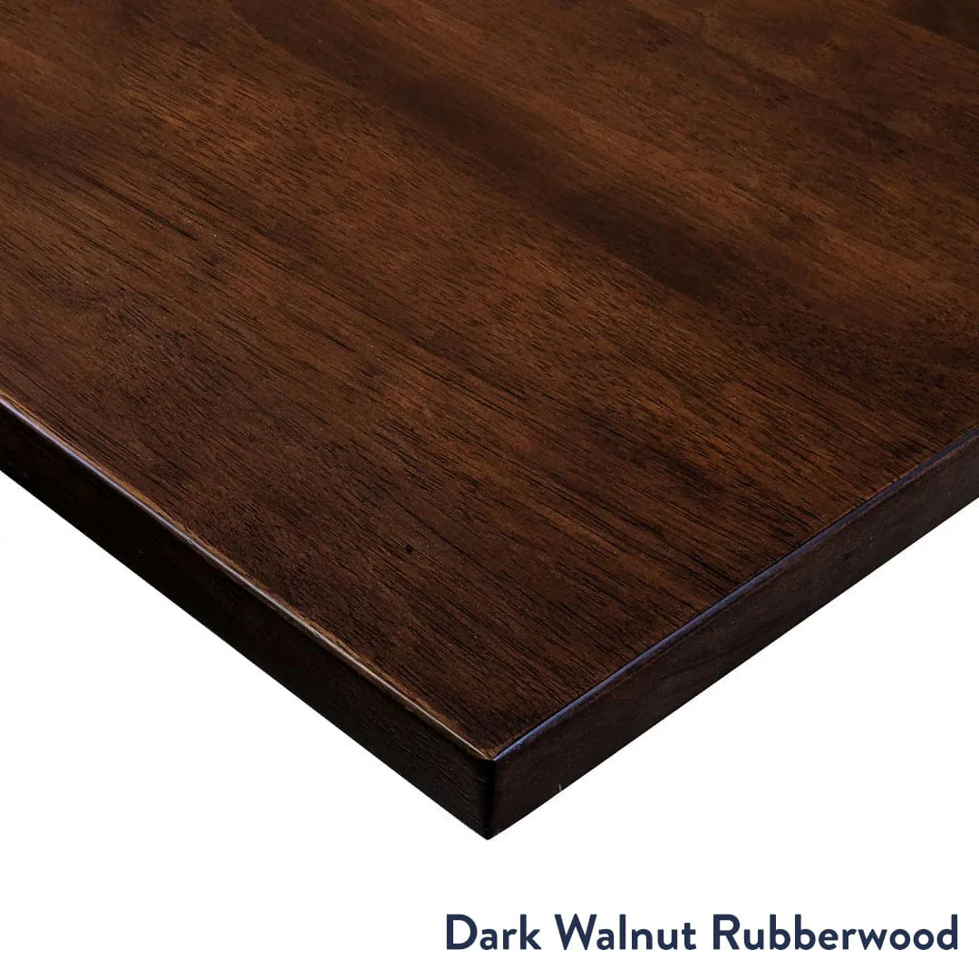 Desky Rubberwood L-Shape Sit Stand Desk 150 x 155 cm (Dark Walnut Top/Matte Black Leg) - Image 2