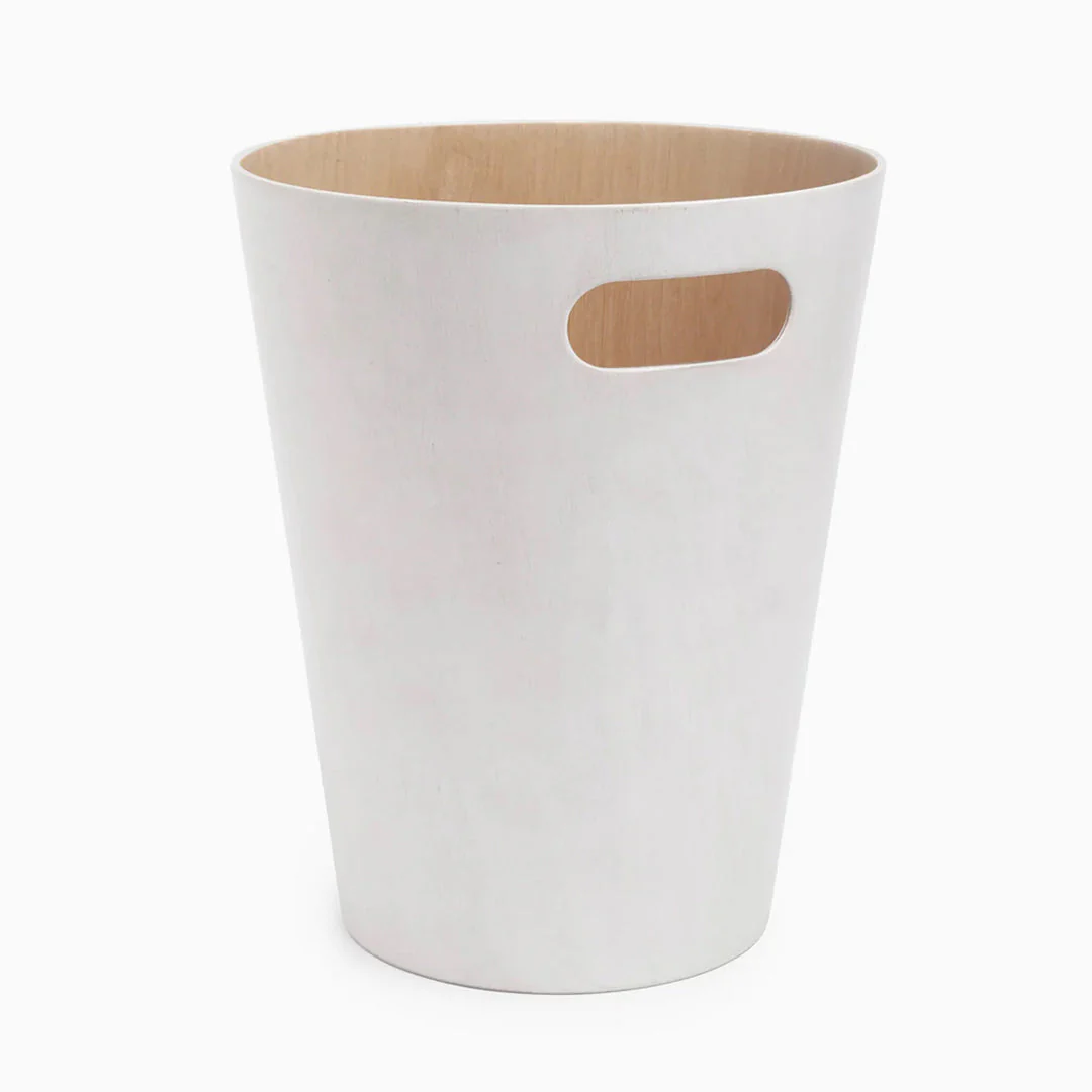 Desky Wooden Rubbish Bin - White