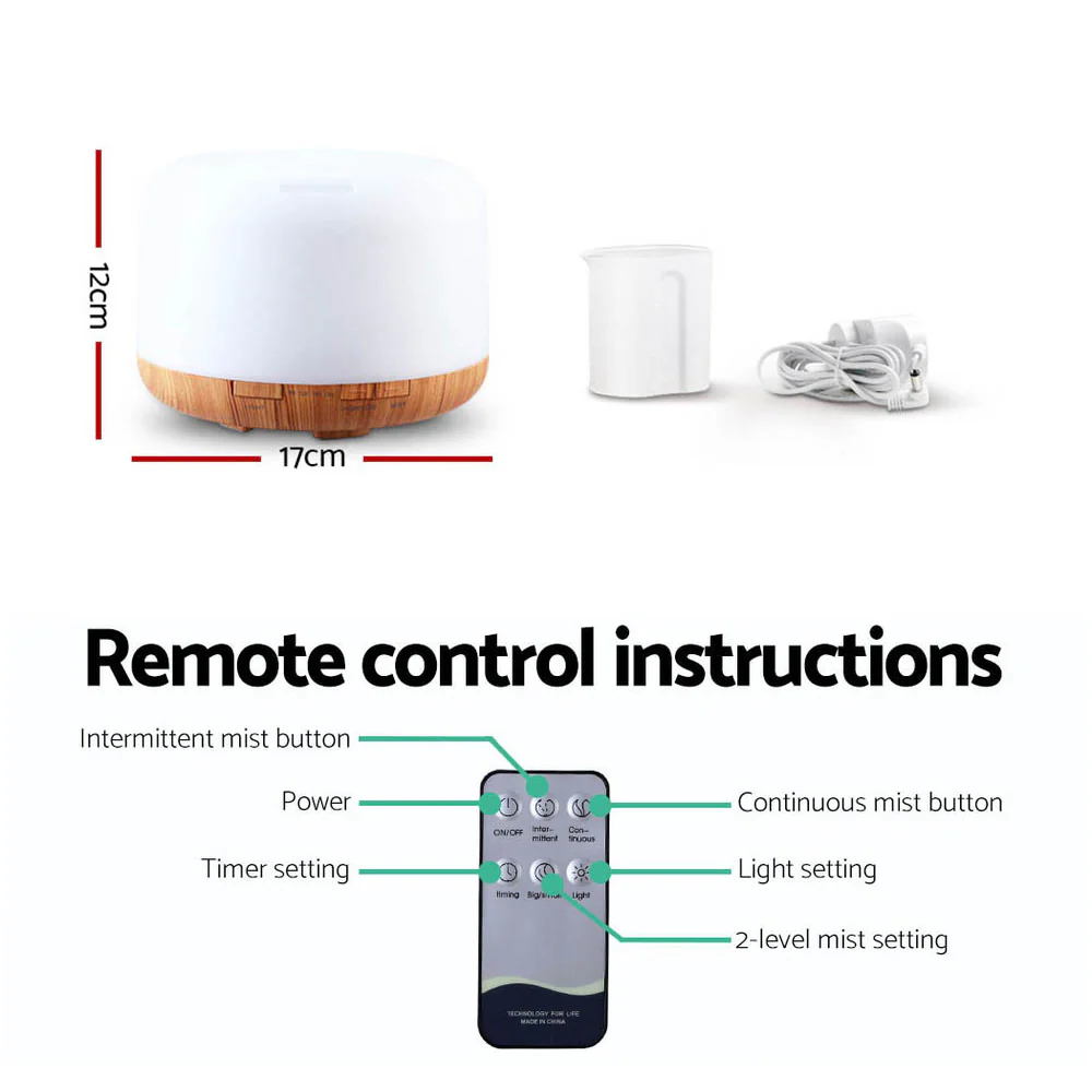 Devanti Aroma Diffuser Aromatherapy Humidifier 500ml - Image 3