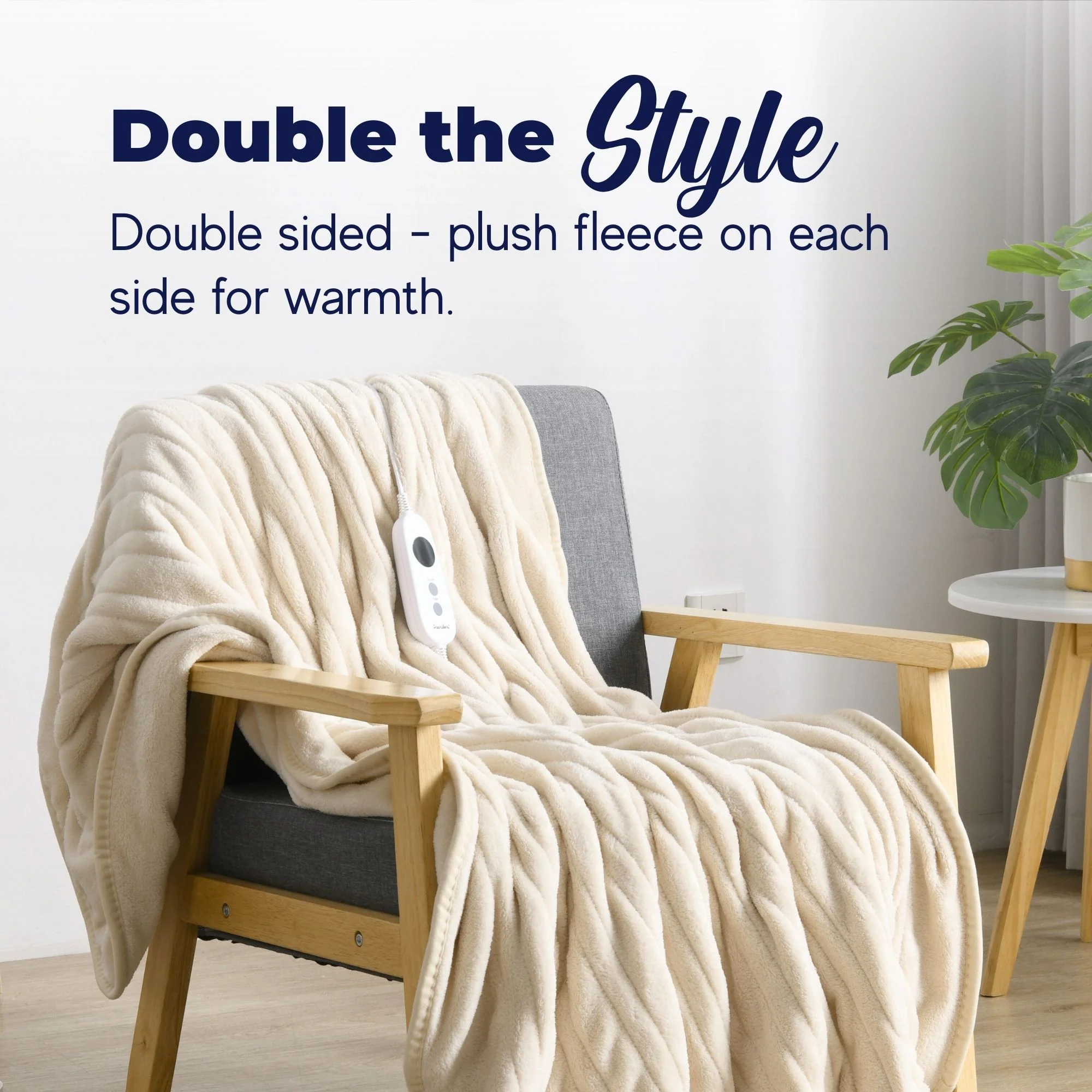 Dreamaker Coral Fleece Electric Heated Throw Blanket [180x200cm] (Cream) - Image 3