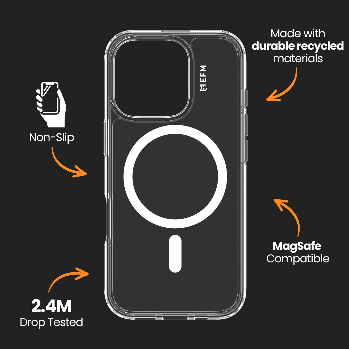 EFM 3-in-1 Case, Screen & Camera Lens Protection Bundle - iPhone 16 Pro - Clear - Image 2