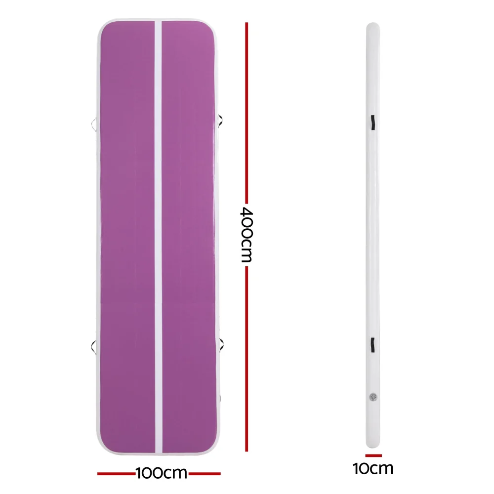 Everfit 4M Air Track Gymnastics Tumbling Exercise Cheerleading Mat Inflatable Purple - Image 3
