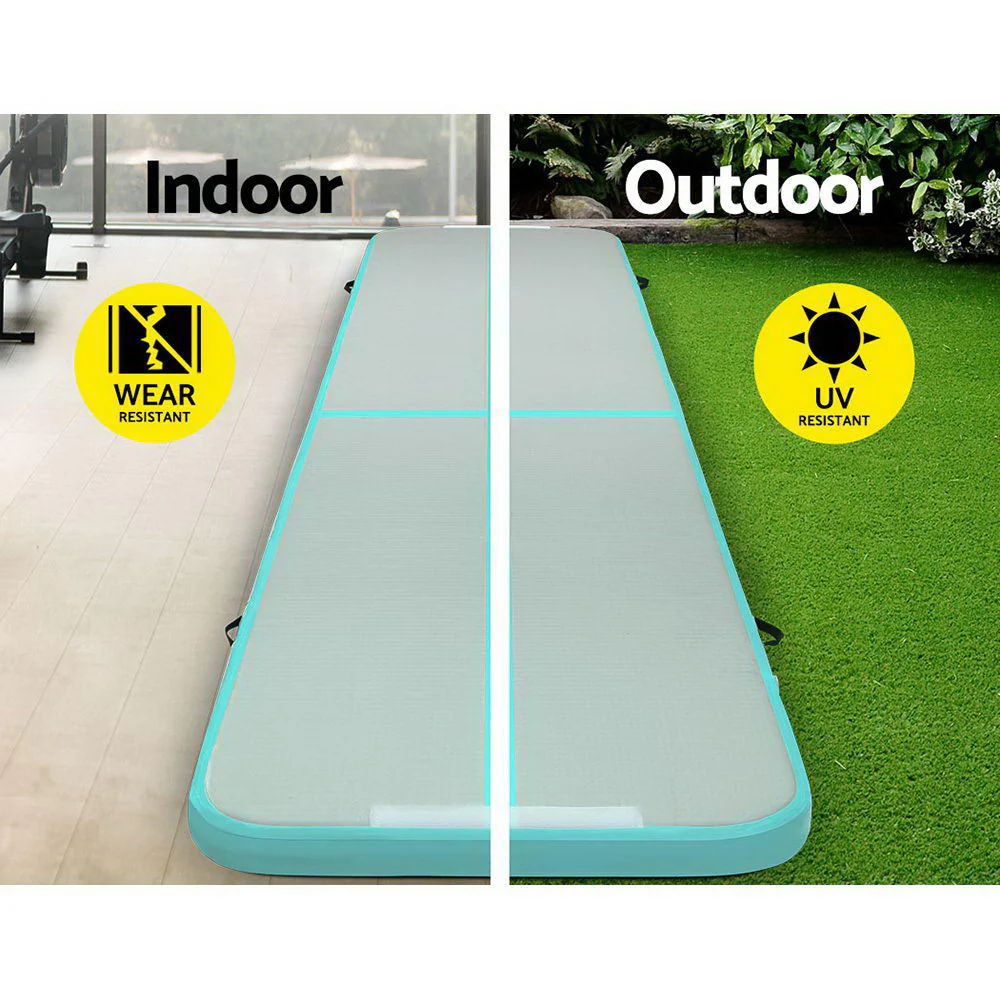 Everfit 5M Air Track Gymnastics Tumbling Exercise Cheerleading Mat Inflatable (Mint and Grey) - Image 5