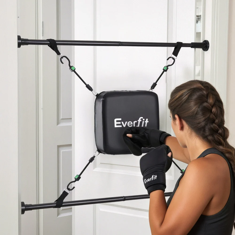 Everfit Doorway Punching Bag Adjustable Apartment Friendly with Boxing Gloves Black - Image 2