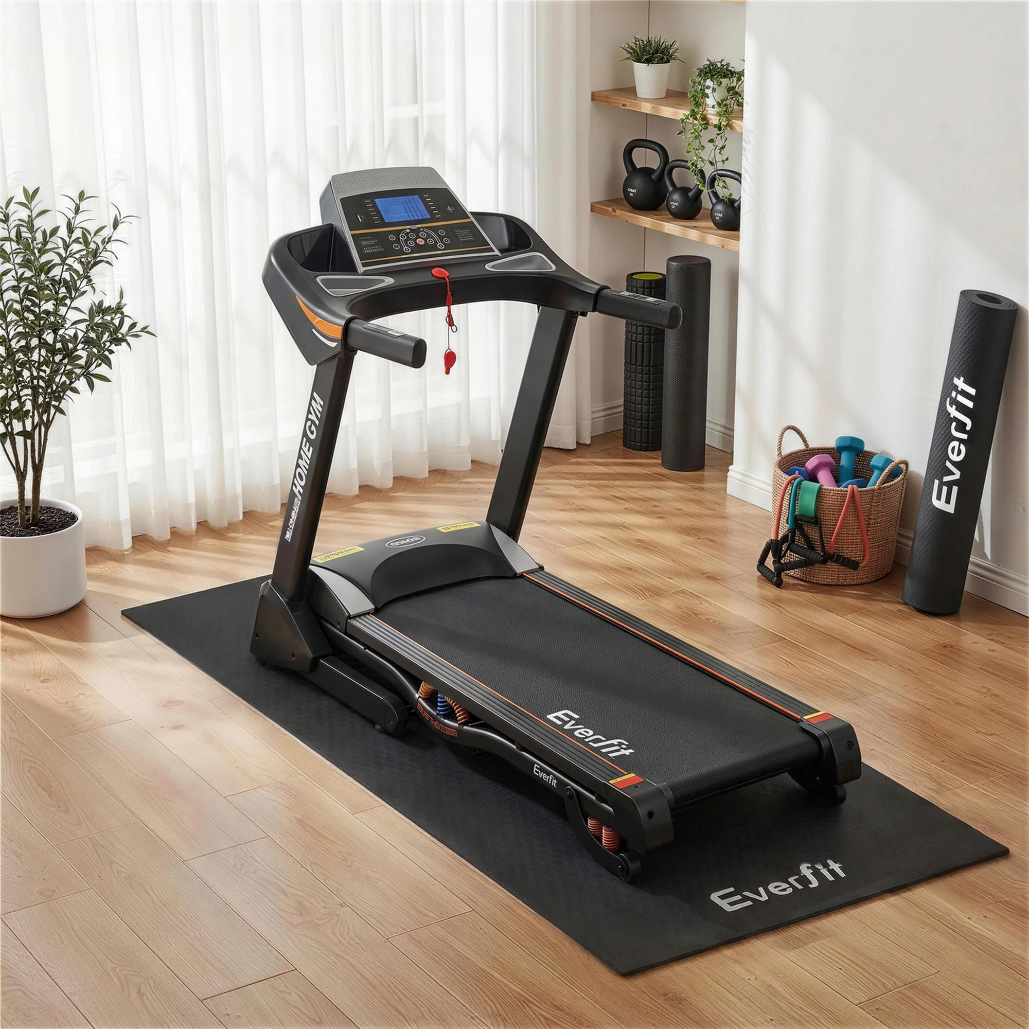 Everfit Exercise Equipment Mat Treadmill Floor Rug Home Gym Bike Fitness Yoga 2M - Image 2