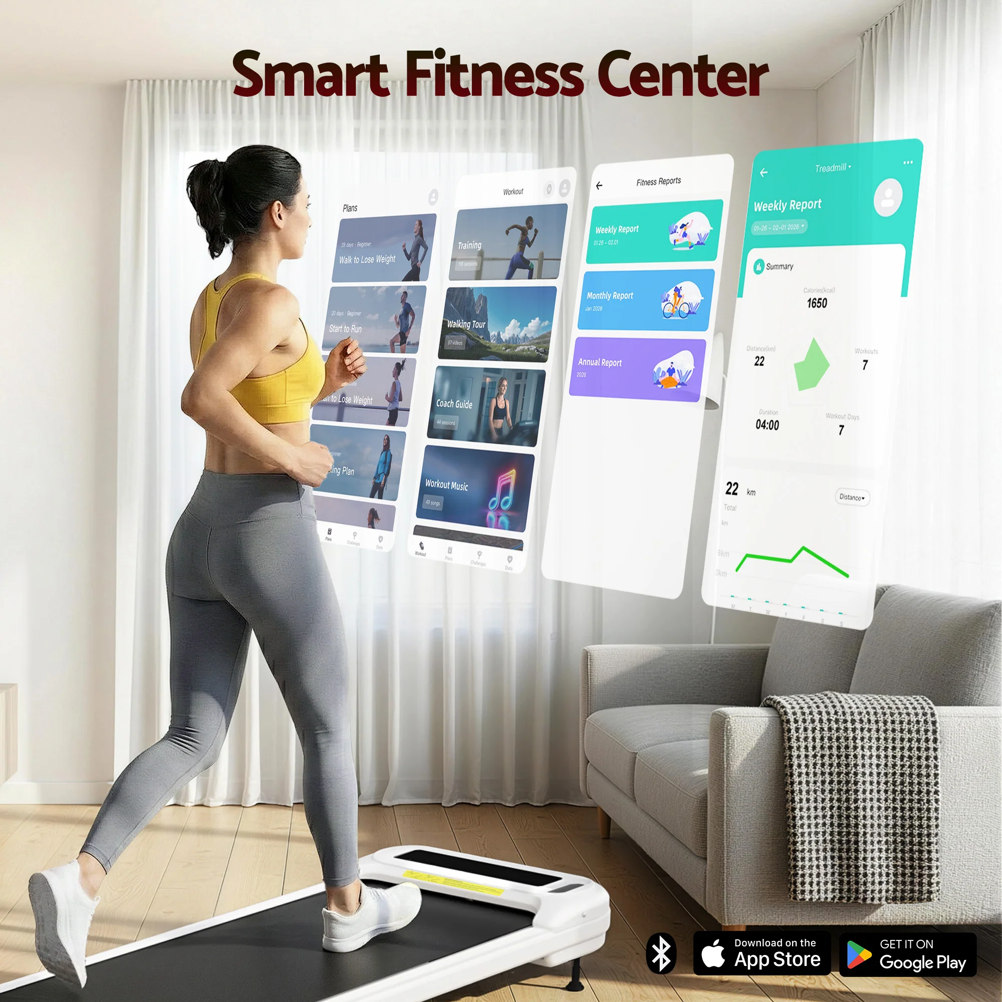 Everfit Treadmill Electric Walking Pad with Incline Under Desk Home Gym (White) - Image 4