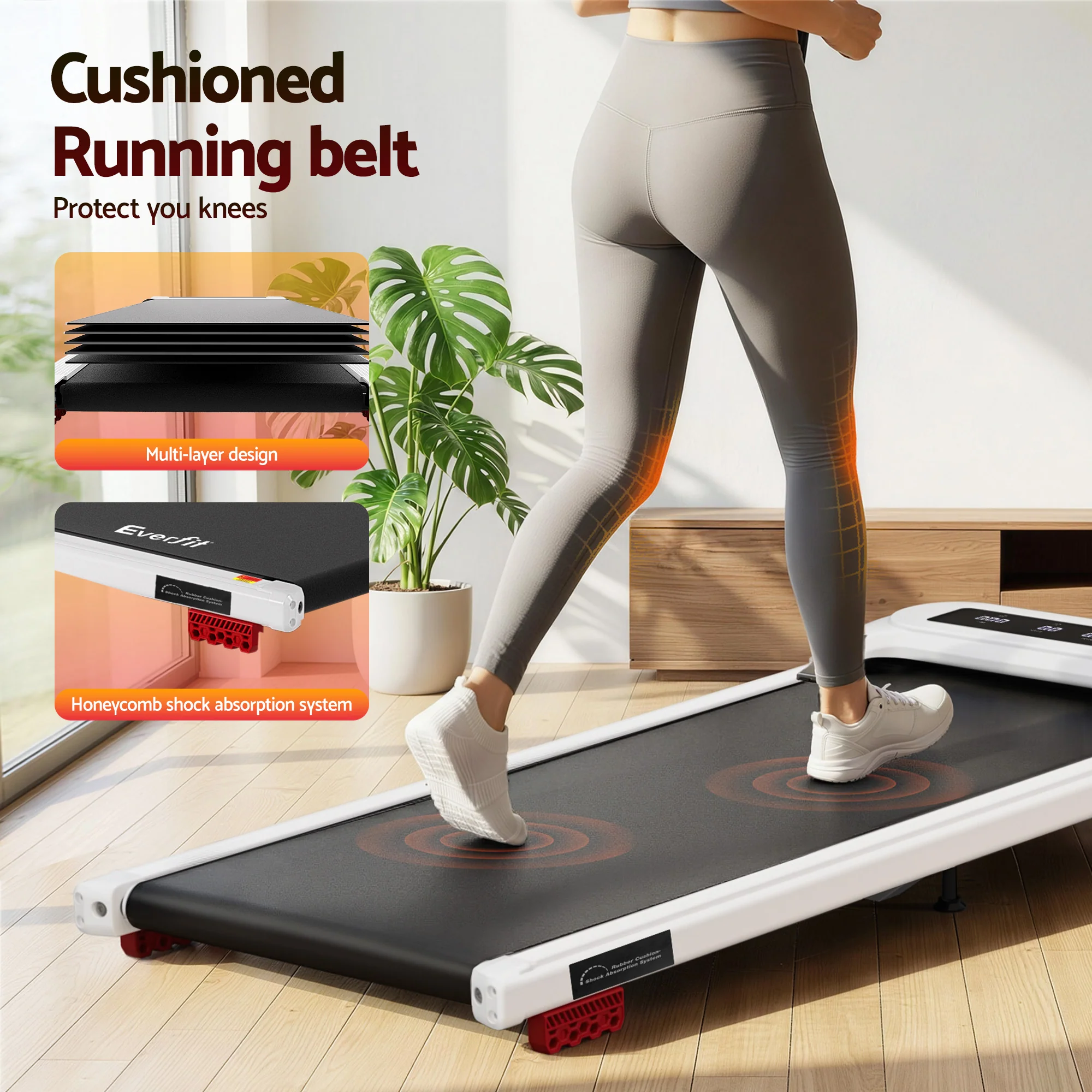 Everfit Treadmill Electric Walking Pad with Incline Under Desk Home Gym (White) - Image 7