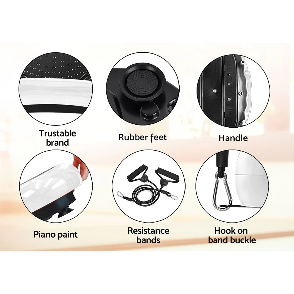Everfit Vibration Machine Platform Vibrator Resistance Rope Home Fitness (White) - Image 6