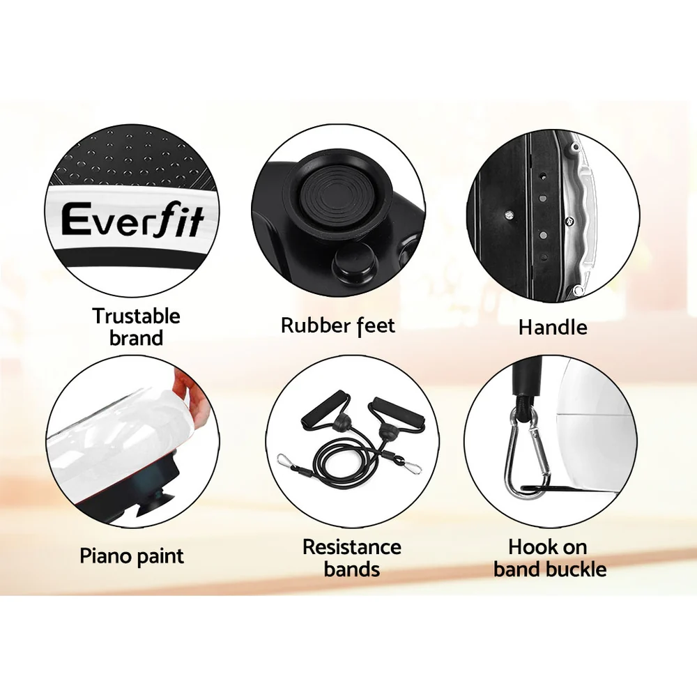Everfit Vibration Machine Platform Vibrator Resistance Rope Home Fitness (White) - Image 8
