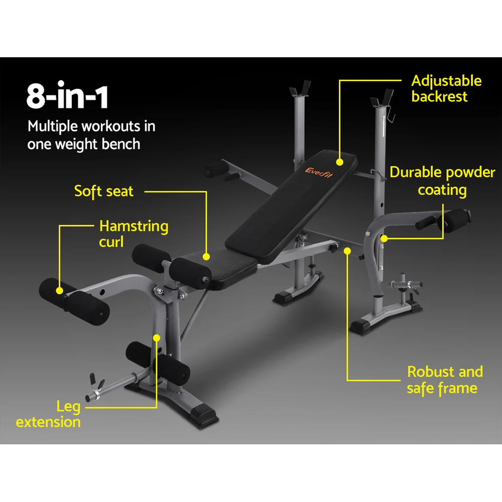 Everfit Weight Bench 8 in 1 Bench Press Adjustable Home Gym Station 200kg - Image 4