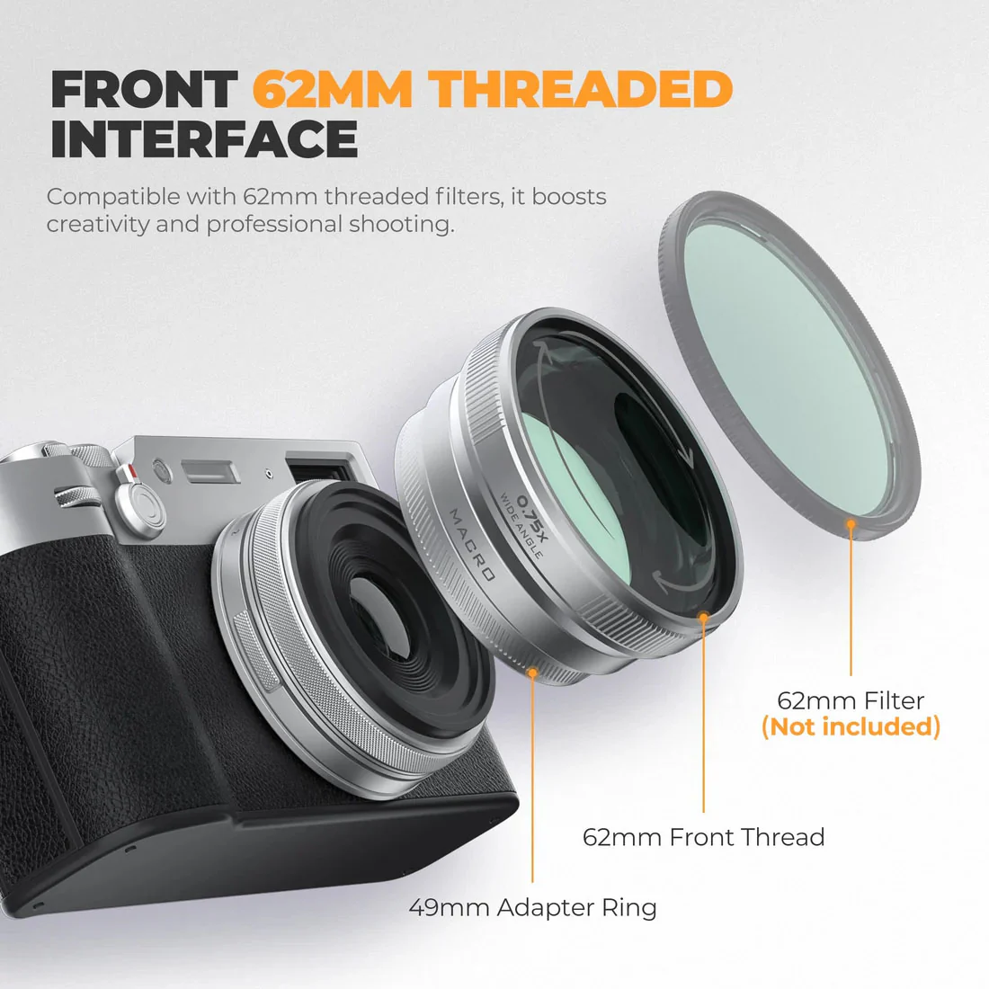 Freewell 2-in-1 Wide Angle & Macro Lens for FUJI X100VI X100V (Black) - Image 4