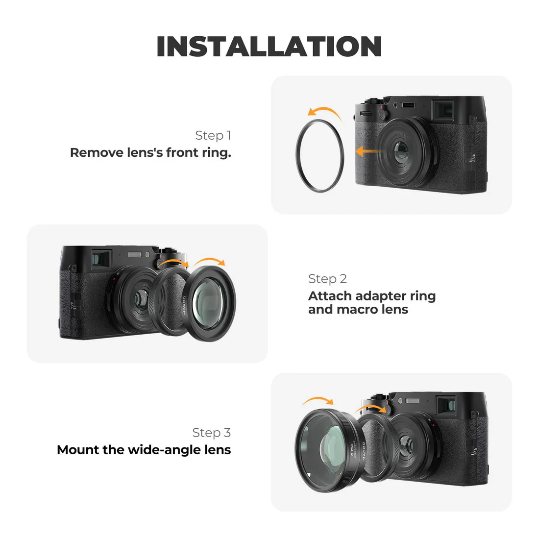 Freewell 2-in-1 Wide Angle & Macro Lens for FUJI X100VI X100V (Black) - Image 7