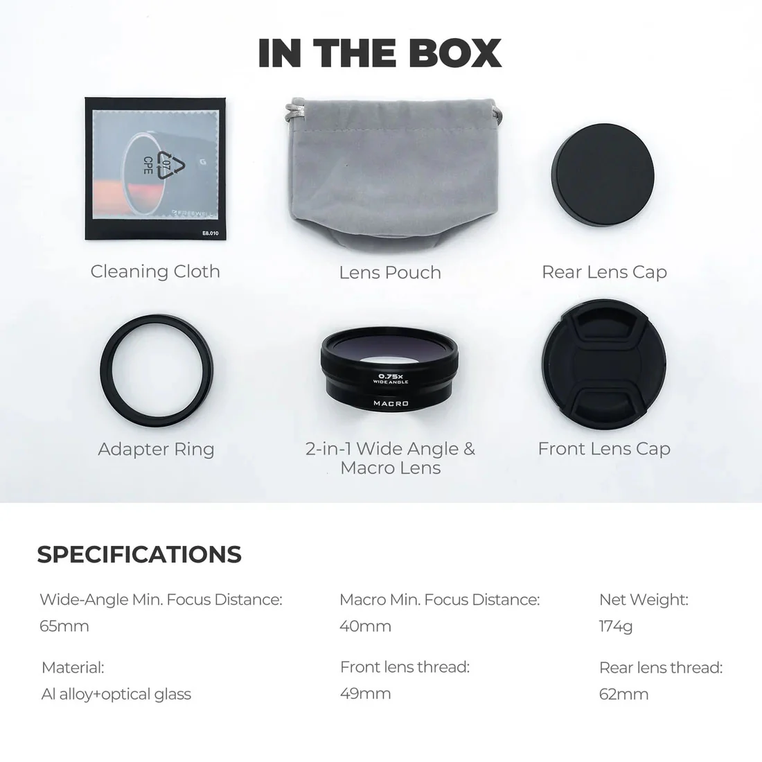 Freewell 2-in-1 Wide Angle & Macro Lens for FUJI X100VI X100V (Black) - Image 8