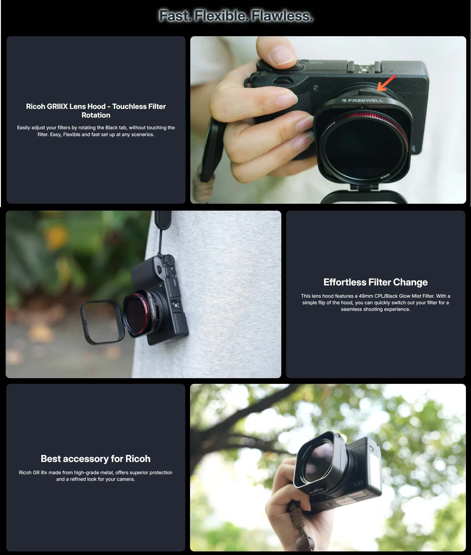 Freewell Real Lens Hood for Ricoh GRIIIX (Black) - Image 5
