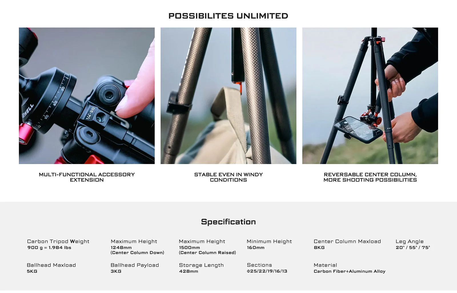 Freewell The Real Travel Carbon Fiber Tripod - Image 9
