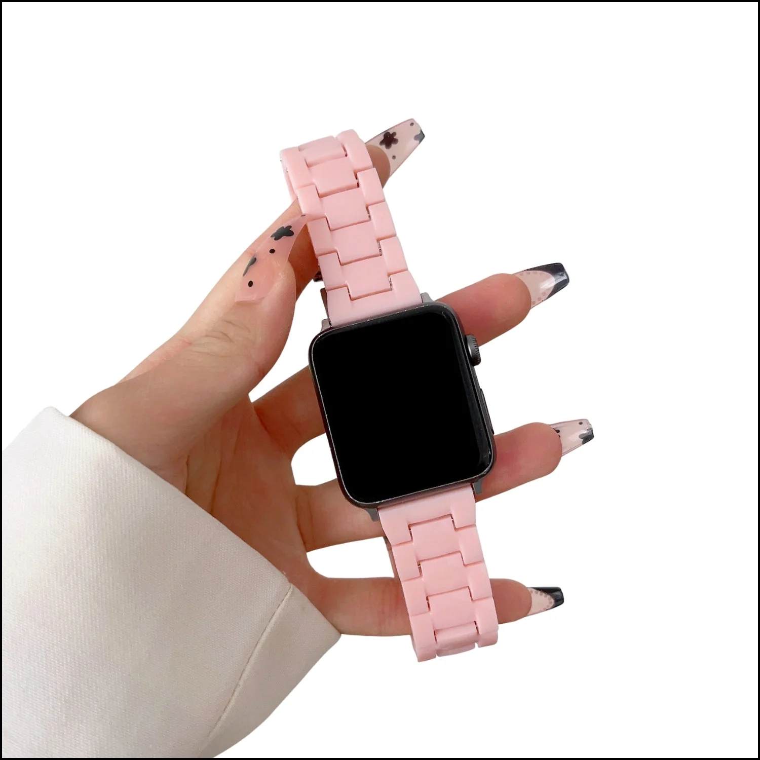 Friendie Resin Link Bracelet Band Small – Palm Beach Pink (Apple Watch 42–45mm) - Image 2